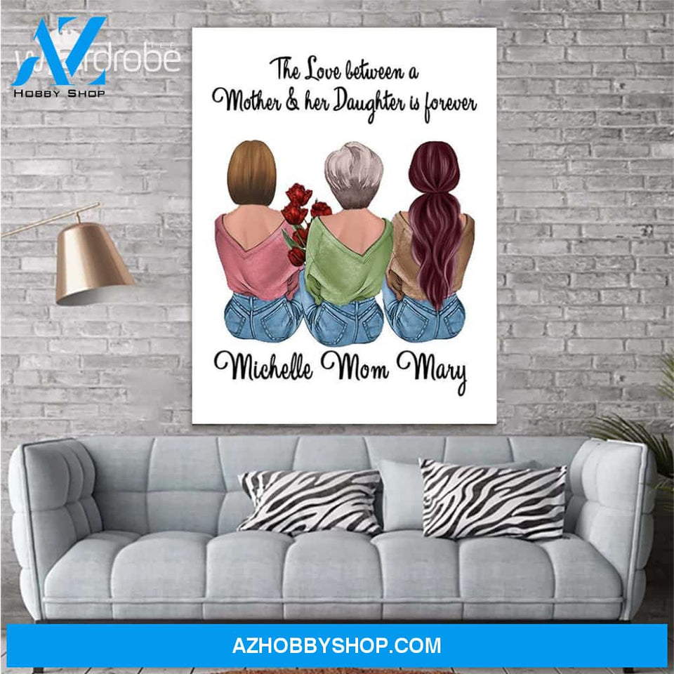 Custom Canvas Personalized Name The Love Between Mom And Daughter - Gift For Mothers Day - Matte Canvas
