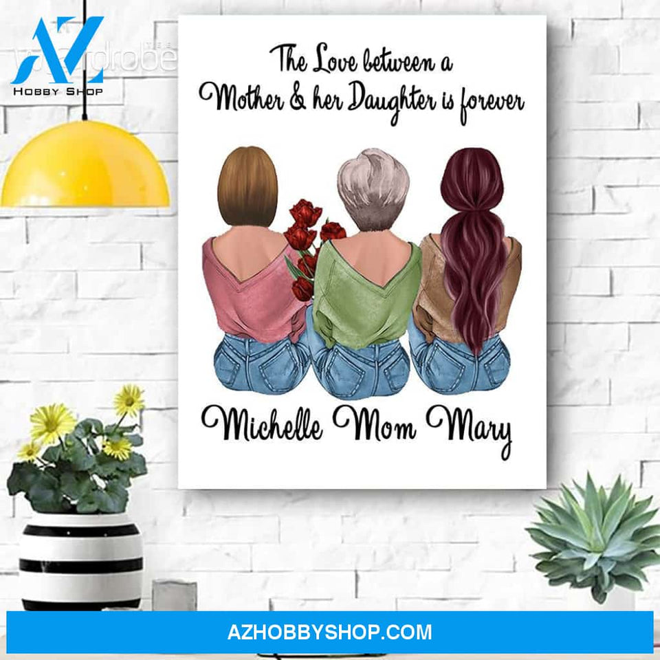 Custom Canvas Personalized Name The Love Between Mom And Daughter - Gift For Mothers Day - Matte Canvas