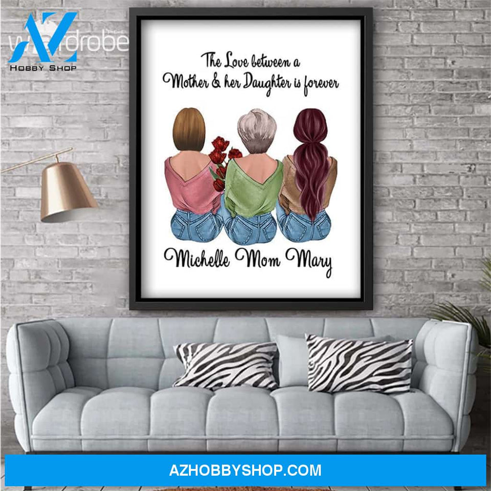 Custom Canvas Personalized Name The Love Between Mom And Daughter - Gift For Mothers Day - Matte Canvas