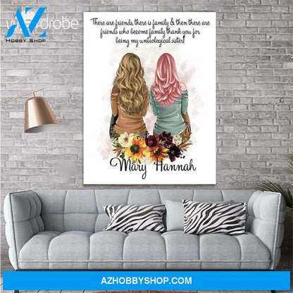 Custom Canvas Personalized Name There Are Friends Who Become Family - Matte Canvas