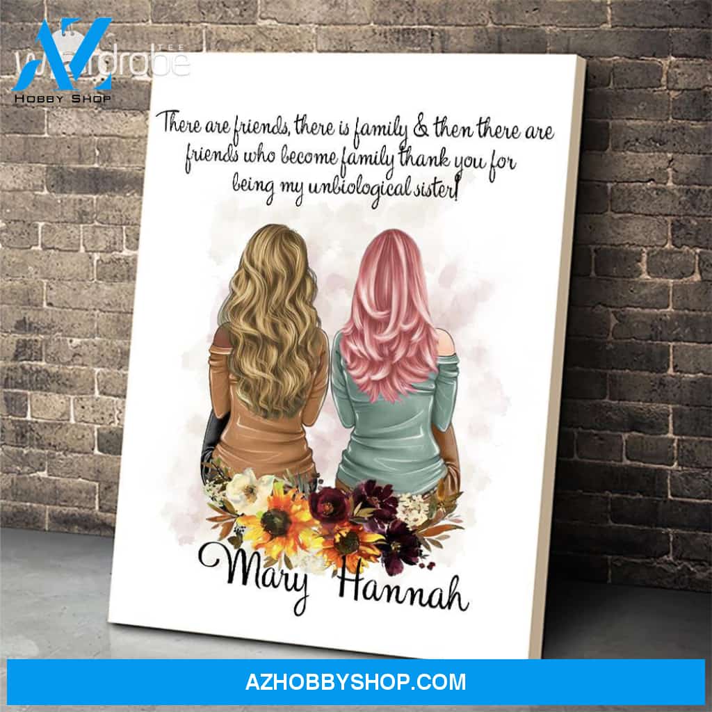 Custom Canvas Personalized Name There Are Friends Who Become Family - Matte Canvas