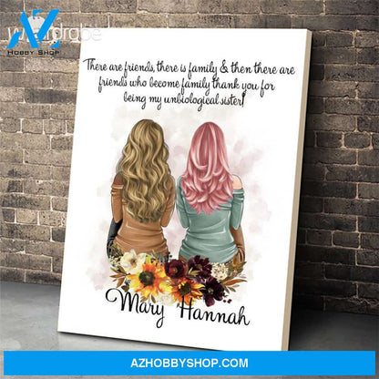 Custom Canvas Personalized Name There Are Friends Who Become Family - Matte Canvas