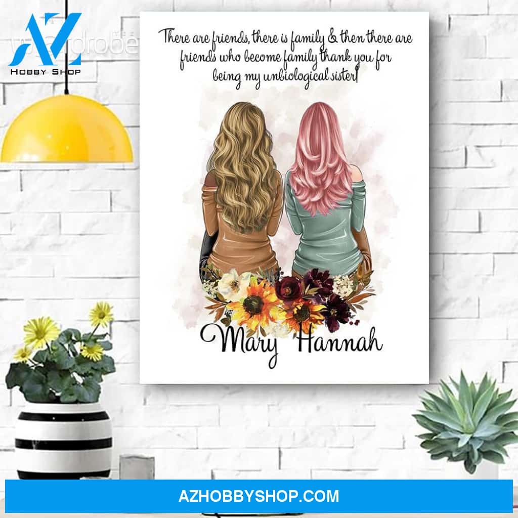 Custom Canvas Personalized Name There Are Friends Who Become Family - Matte Canvas