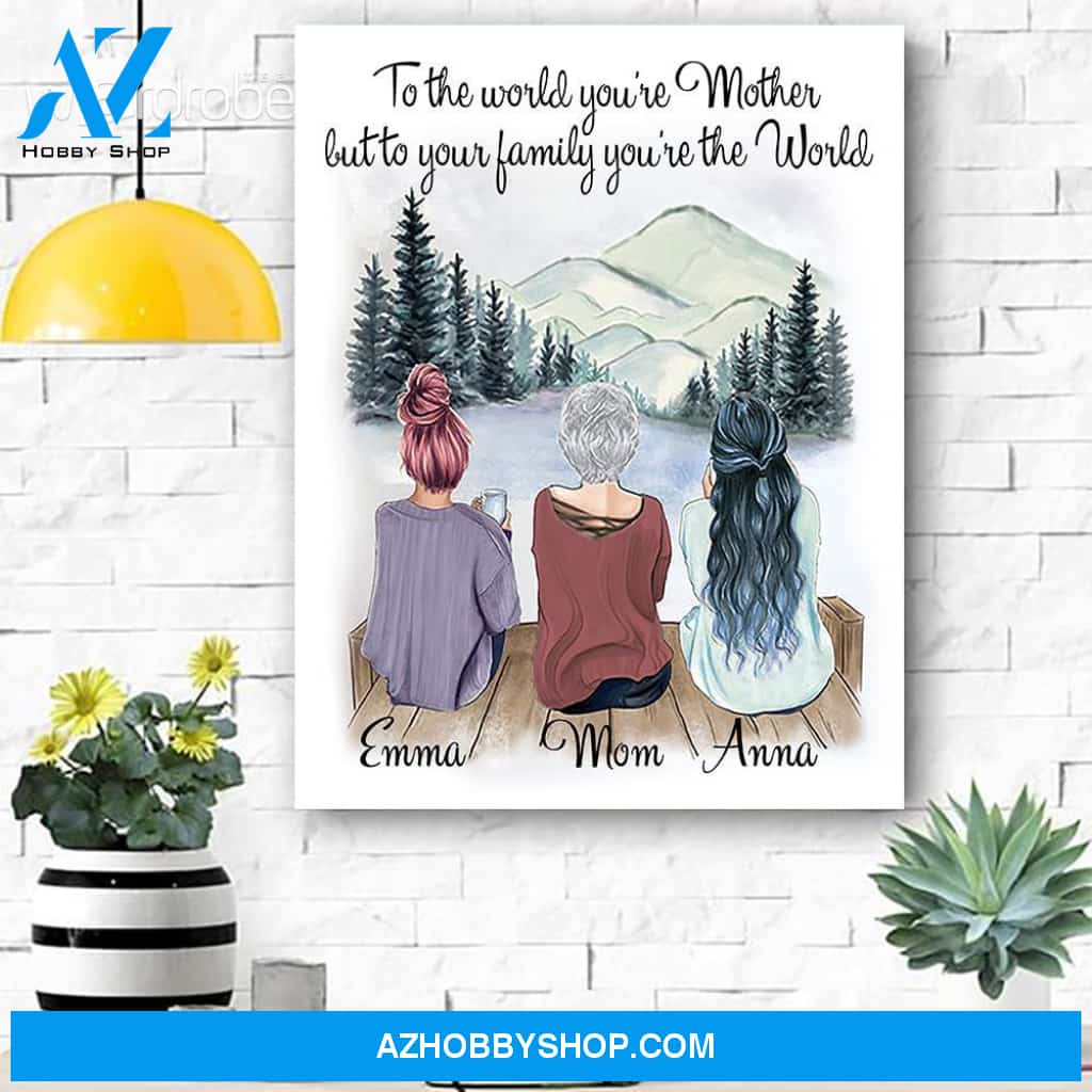 Custom Canvas Personalized Name To The World - Gift For Mothers Day - Matte Canvas