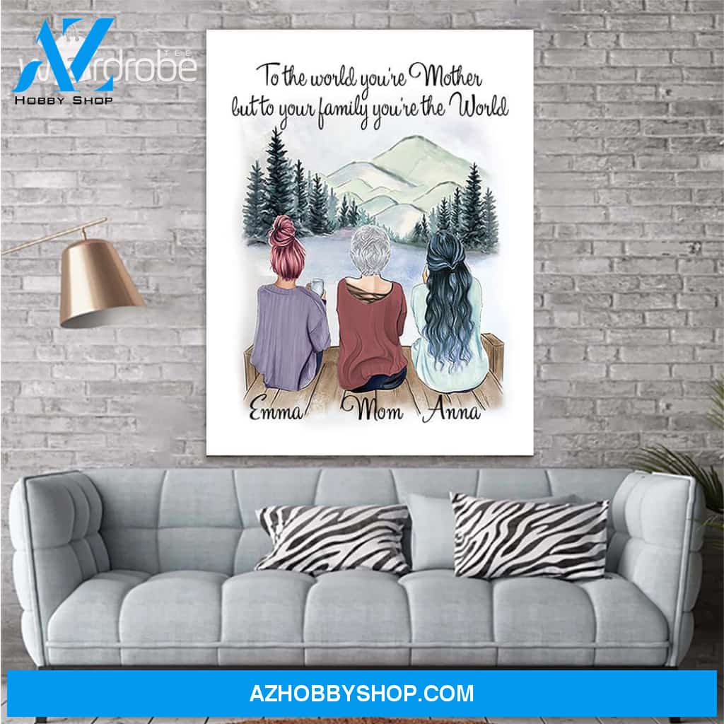 Custom Canvas Personalized Name To The World - Gift For Mothers Day - Matte Canvas