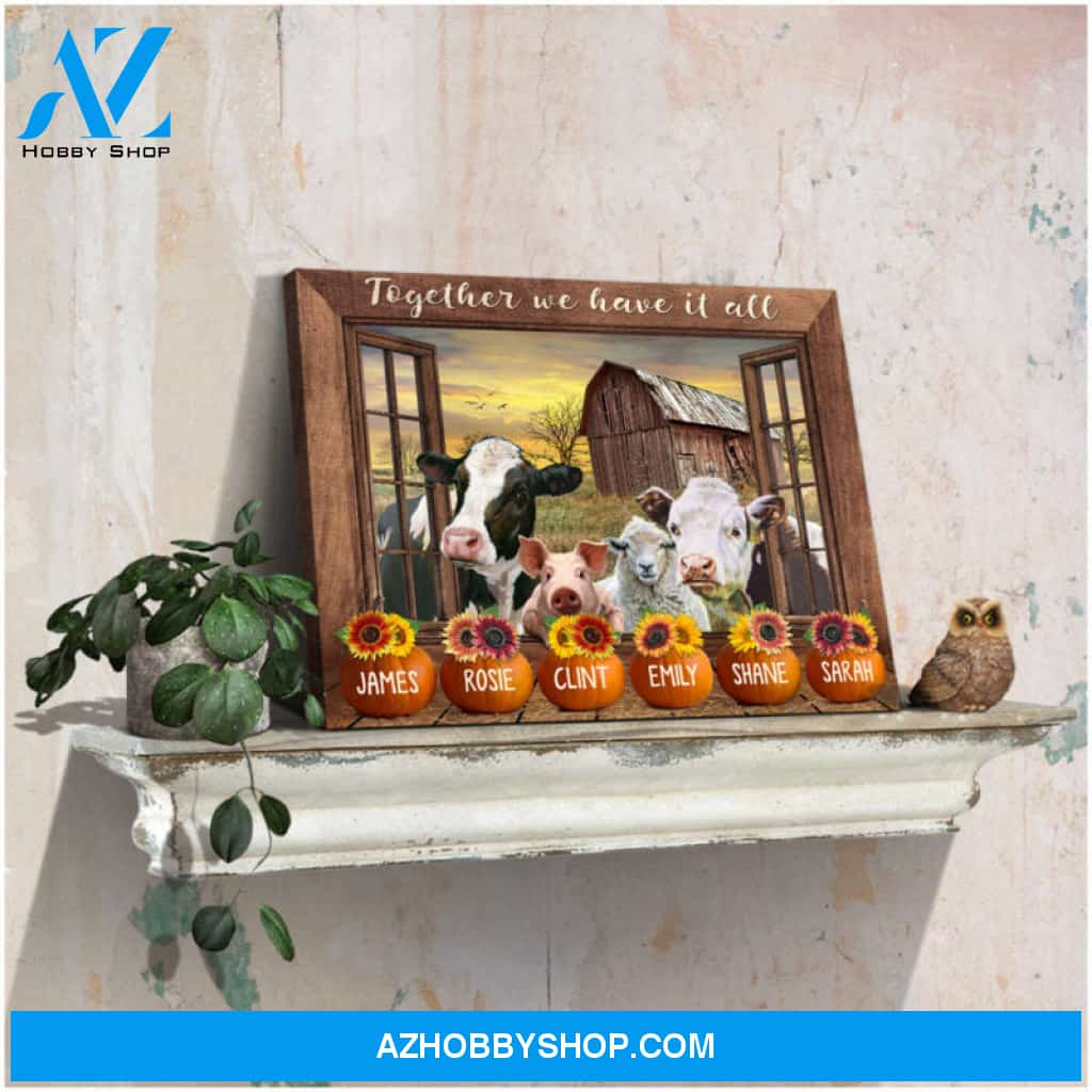 Custom Canvas Personalized Names Family Gifts Cattle and Pumpkin Together We Have It All Ohcanvas