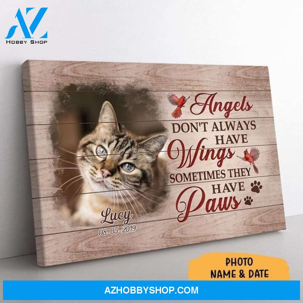 Custom Canvas Custom Photo Angels Don't Always Have Wings, Gift for Pet Lovers