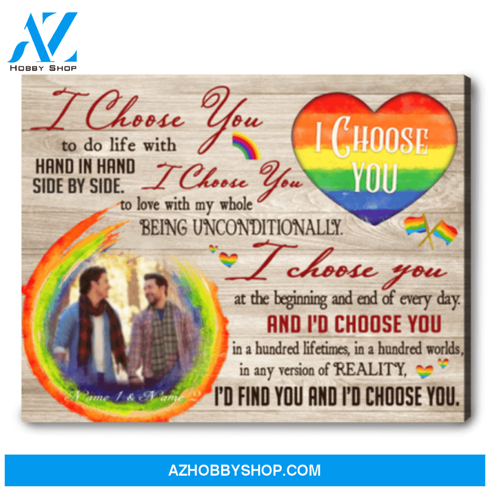Custom Canvas Print Wall Art LGBT Couple I Choose You Personalized Canvas Print