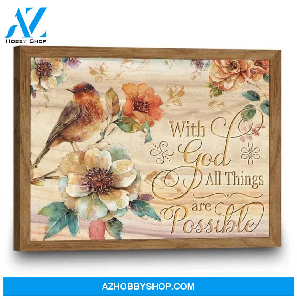 Custom Canvas Printable Scripture Wall Art All Things Are Possible With God Family Artwork For Your Home