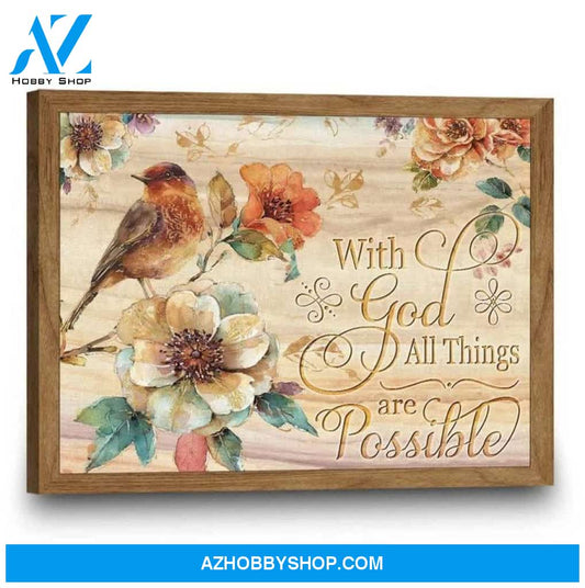 Custom Canvas Printable Scripture Wall Art All Things Are Possible With God Family Artwork For Your Home