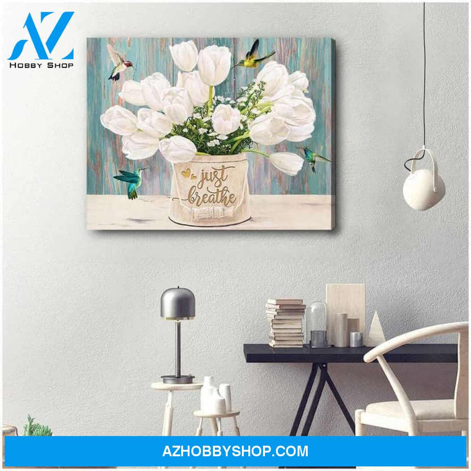 Custom Canvas Printing Hummingbird Canvas Just breathe Canvas