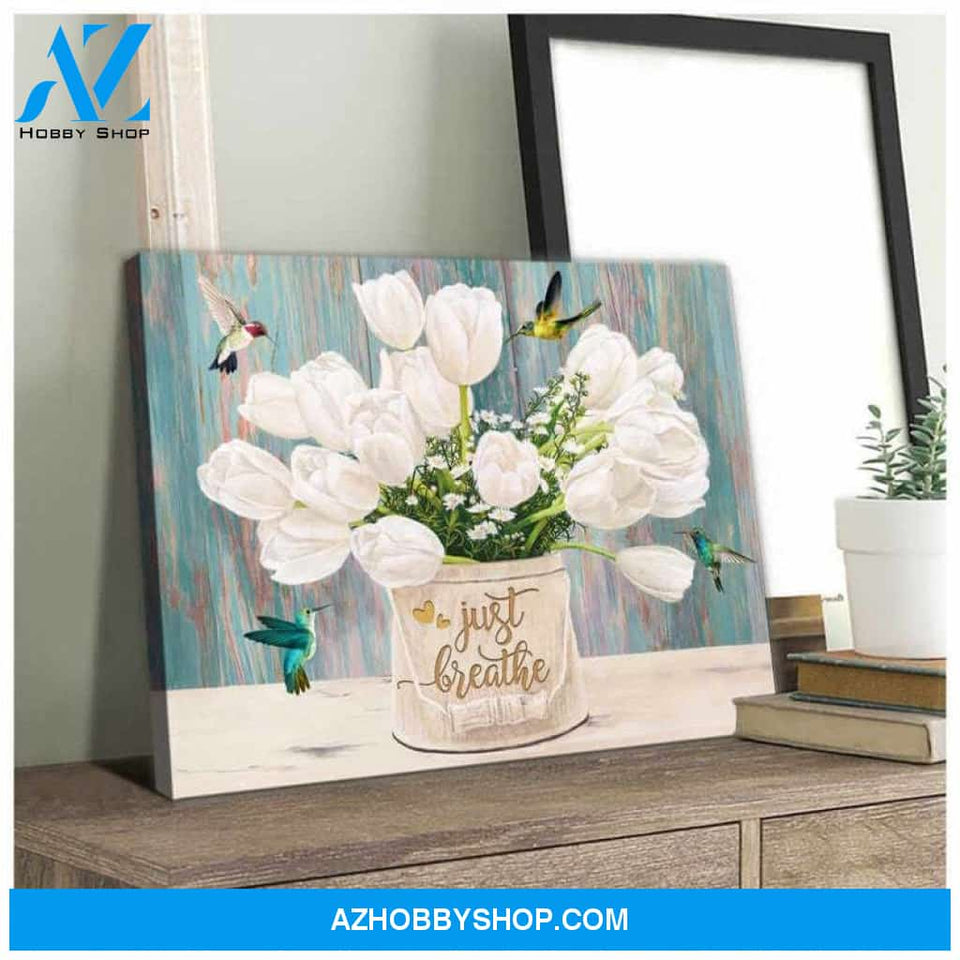 Custom Canvas Printing Hummingbird Canvas Just breathe Canvas