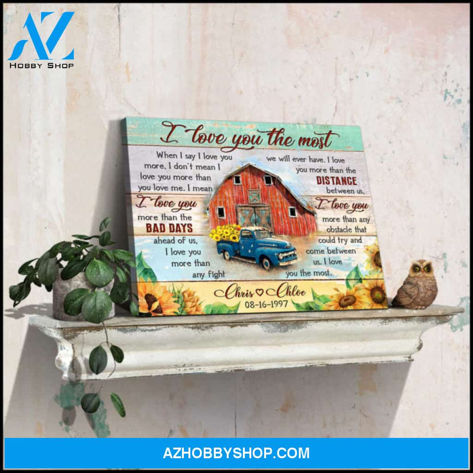 Custom Canvas Prints Anniversary Wedding Gifts Personalized Gifts I love you the most Farmhouse Ohcanvas