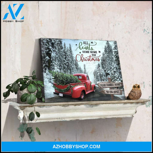 Custom Canvas Prints Christmas Gifts Family Personalized Gifts All hearts come home for Christmas Wall Decor Ohcanvas