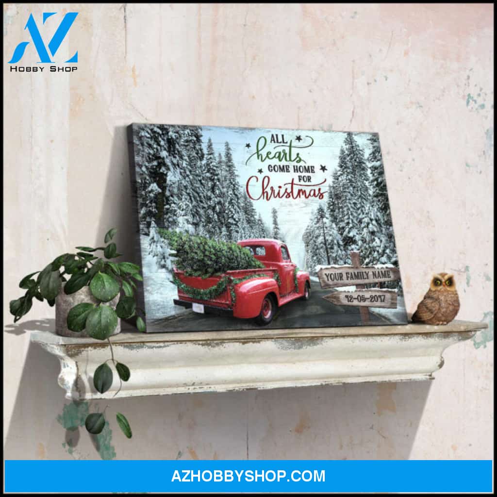 Custom Canvas Prints Christmas Gifts Family Personalized Gifts All hearts come home for Christmas Wall Decor Ohcanvas