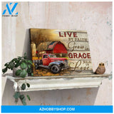 Custom Canvas Prints Farmhouse Wall Decor Live by faith Grow in Grace Red Barn and Red Truck Wall Decor Ohcanvas