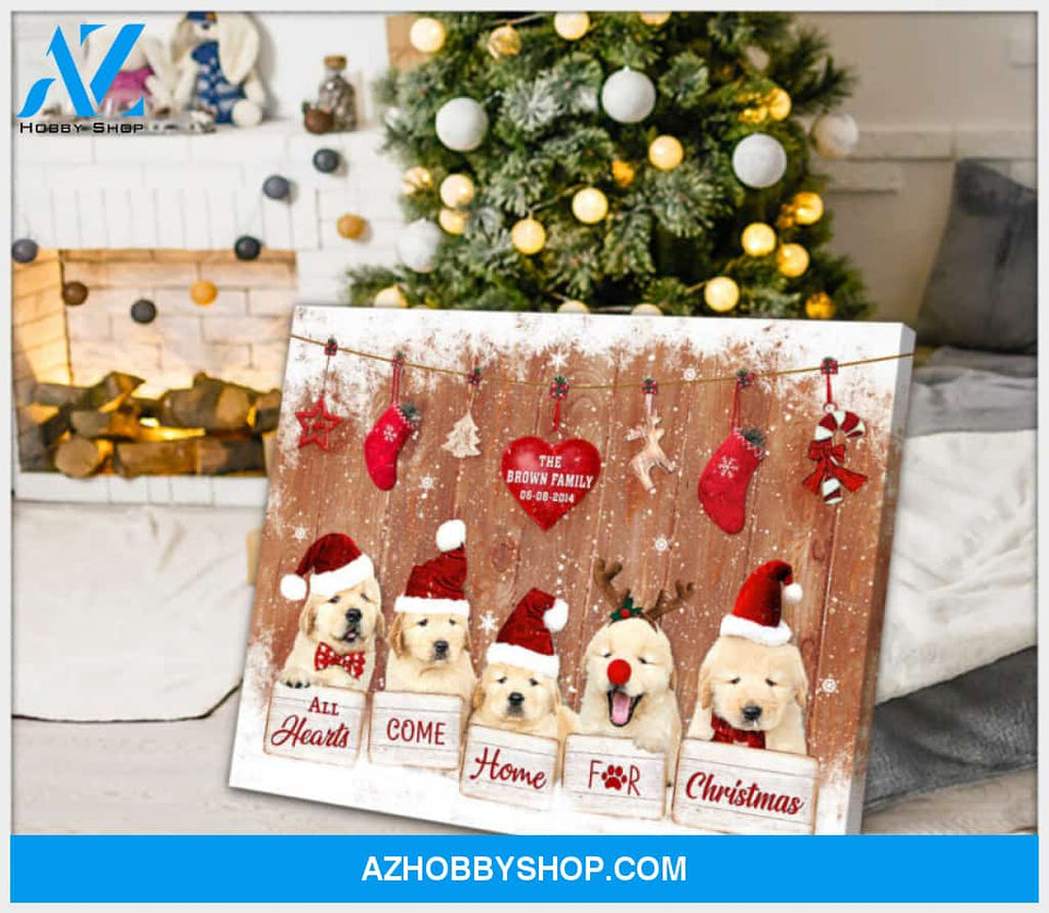 Custom Canvas Prints Personalized Christmas Gifts Golden Retriever Puppies All hearts come home for Christmas Ohcanvas