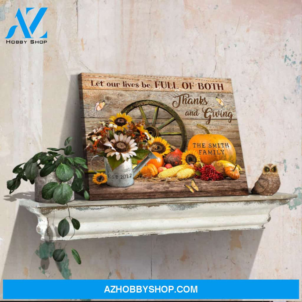 Custom Canvas Prints Personalized Farmhouse Gifts Sunflower and Pumpkin Thanks and Giving Ohcanvas