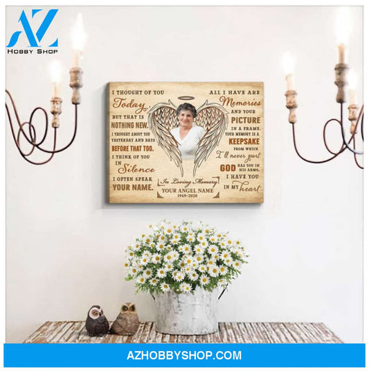 Custom Canvas Prints Personalized Gifts Memorial Photo Gifts Angel Wings I thought of you today Wall Art Decor Ohcanvas