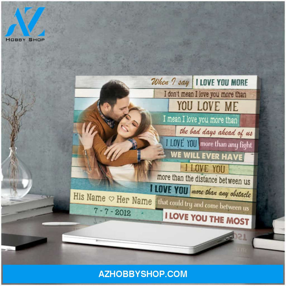 Custom Canvas Prints Personalized Gifts Wedding Anniversary Gifts Photo Gifts When I say I love you more Wall Art Decor Ohcanvas