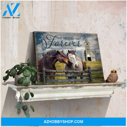 Custom Canvas Prints Personalized Gifts Wedding Anniversary Gifts We Decided On Forever Beautiful Loving Horses and Old Church Wall Art Decor Ohcanvas