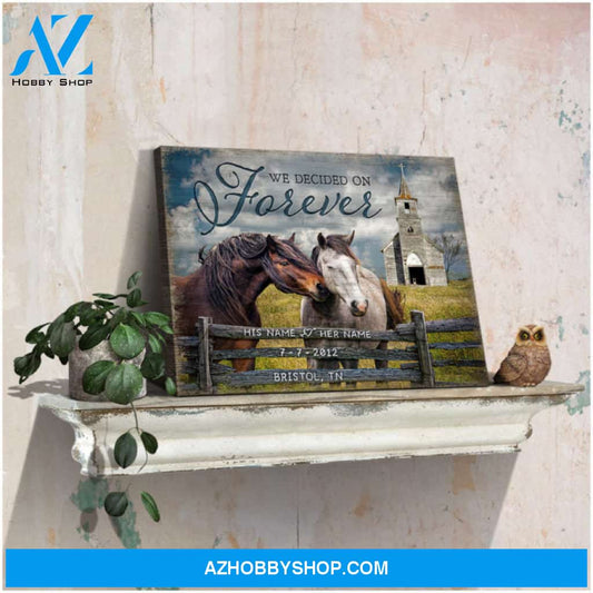 Custom Canvas Prints Personalized Gifts Wedding Anniversary Gifts We Decided On Forever Beautiful Loving Horses and Old Church Wall Art Decor Ohcanvas