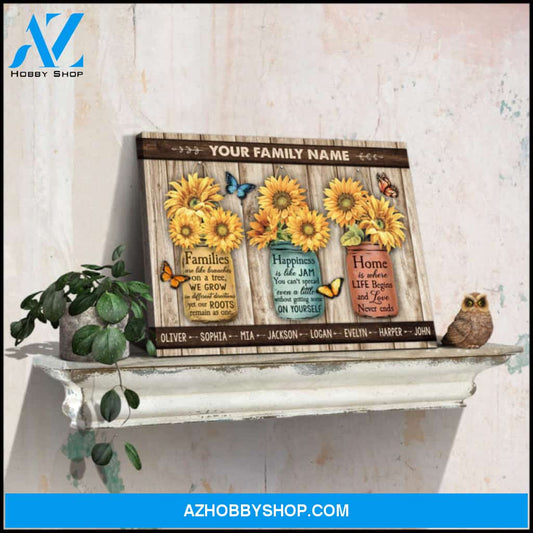 Custom Canvas Prints Personalized Name Gifts Sunflowers Mason Jar and Butterflies Wall Art Decor Ohcanvas