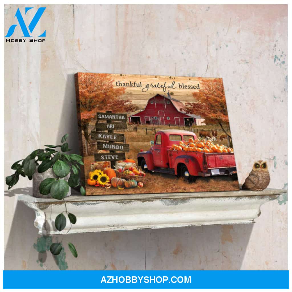 Custom Canvas Prints Personalized Names Family Gifts Beautiful Autumn Barn and Pumpkin Truck Ohcanvas