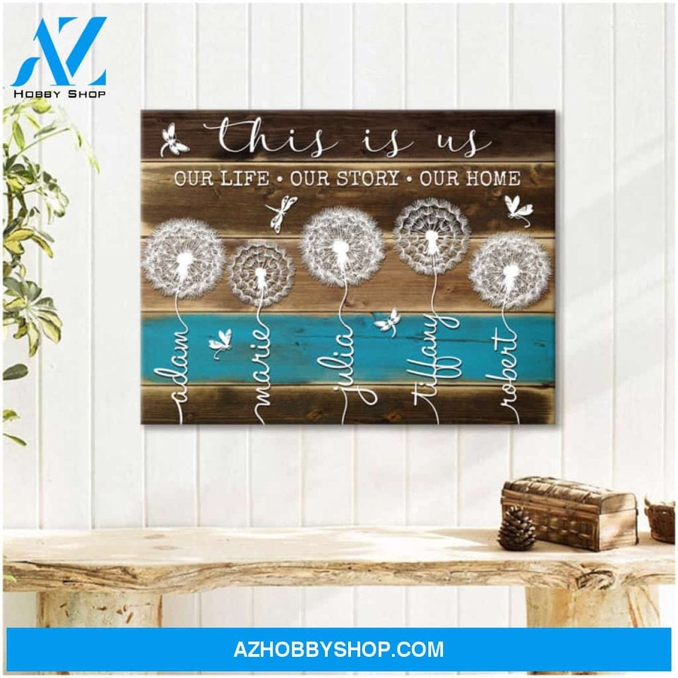 Custom Canvas Prints Personalized Names Family Gifts Beautiful Dandelion Art Wall Decor Ohcanvas