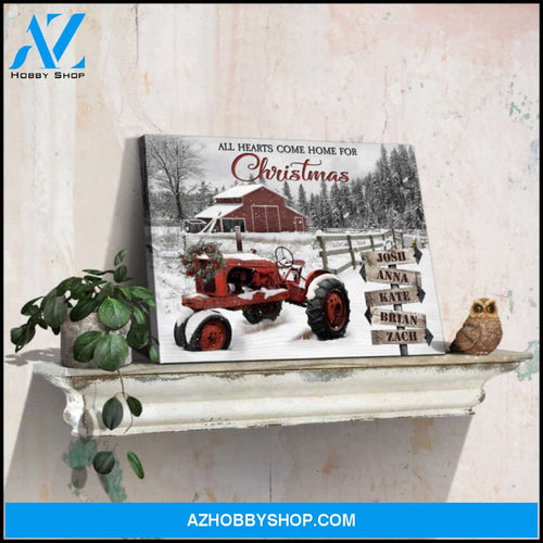 Custom Canvas Prints Personalized Names Family Gifts Christmas Tractor and Barn Wall Art Decor Ohcanvas