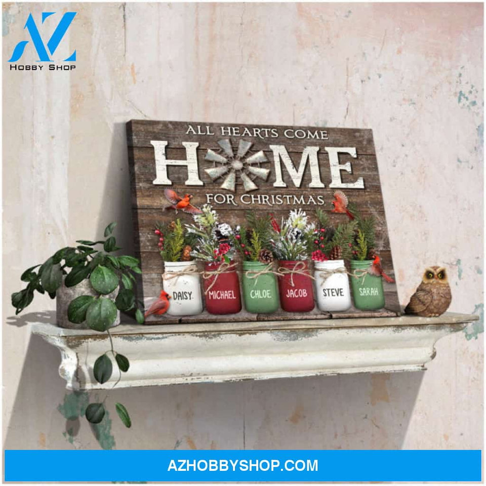 Custom Canvas Prints Personalized Names Family Gifts Christmas Wall Decor All Hearts Come Home Ohcanvas