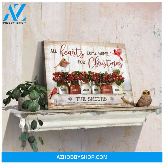 Custom Canvas Prints Personalized Names Family Gifts Christmas Wall Decor Beautiful Cardinal All Hearts Come Home Ohcanvas