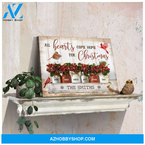 Custom Canvas Prints Personalized Names Family Gifts Christmas Wall Decor Beautiful Cardinal All Hearts Come Home Ohcanvas
