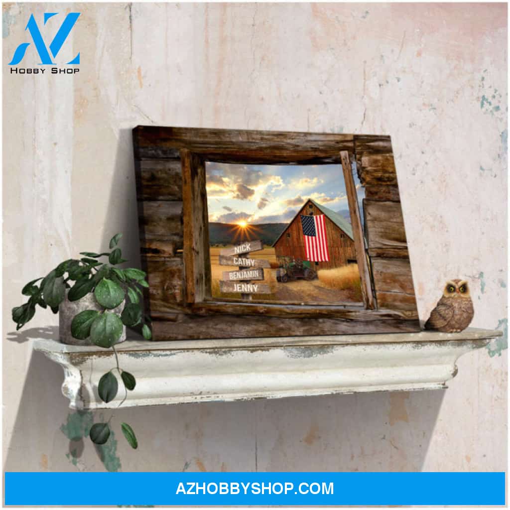 Custom Canvas Prints Personalized Names Rustic Window Sunshine Barn Scene Ohcanvas