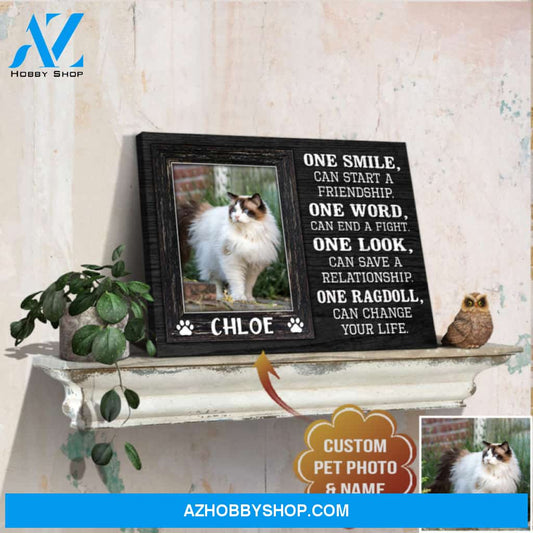 Custom Canvas Prints Personalized Pet Photo and Name One smile can start a friendship Ohcanvas
