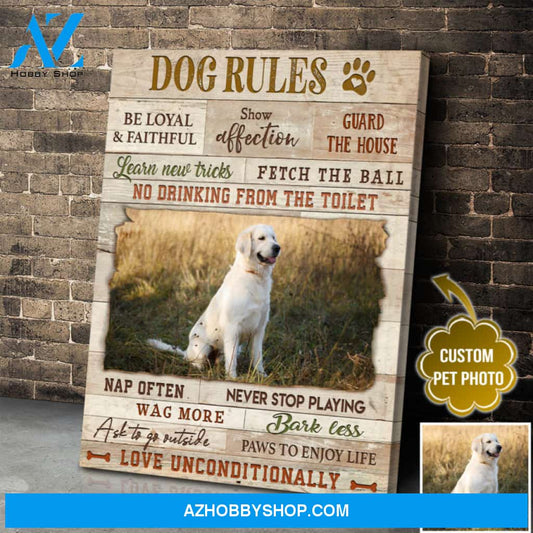 Custom Canvas Prints Personalized Pet Photo Gifts Dog Rules Be Loyal And Faithful Wall Art Decor Ohcanvas