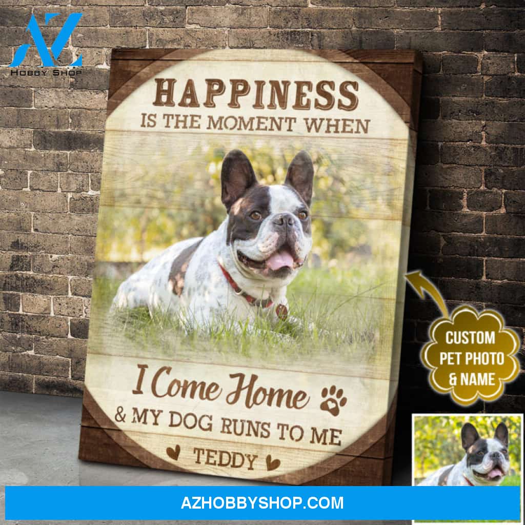 Custom Canvas Prints Personalized Pet Photo Gifts Happiness Is The Moment Wall Art Decor Ohcanvas