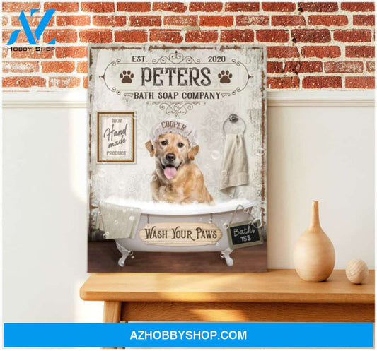 Custom Canvas Prints Personalized Pet Photo Wash Your Paws Bathtub Cute Pet Dog Lover Ohcanvas