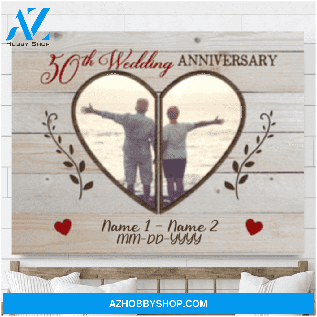 Custom Canvas Prints Personalized Photo Gifts 50th Wedding Anniversary Gifts For Couple Heart Shape Wall Art Ohcanvas