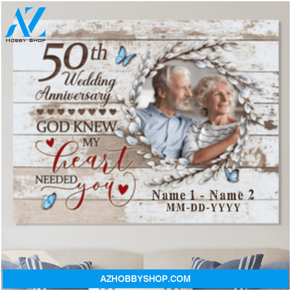 Custom Canvas Prints Personalized Photo Gifts 50th Wedding Anniversary Gifts God knew my heart needed you For Couple Wall Art Ohcanvas
