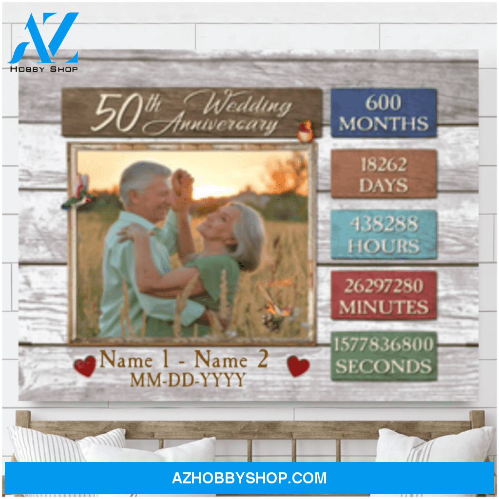 Custom Canvas Prints Personalized Photo Gifts 50th Wedding Anniversary Months Days Hours Gifts For Couple Wall Art Ohcanvas
