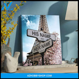 Custom Canvas Prints Personalized Wedding Anniversary Gifts Eiffel tower Street Sign Wall Art Decor Ohcanvas