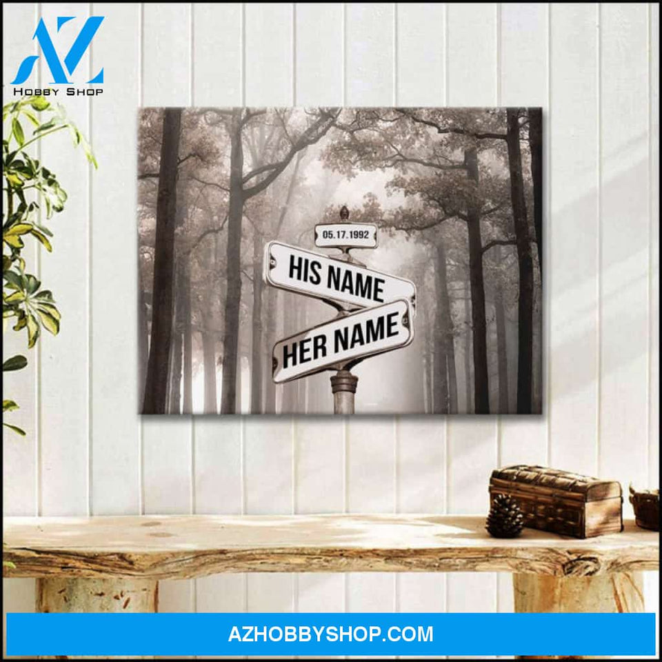Custom Canvas Prints Personalized Wedding Anniversary Gifts Misty Road Street Sign Wall Art Decor Ohcanvas