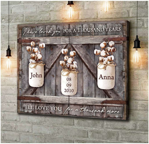 Custom Canvas Prints Wedding Anniversary Gifts A thousand years Farmhouse Wall Art Decor