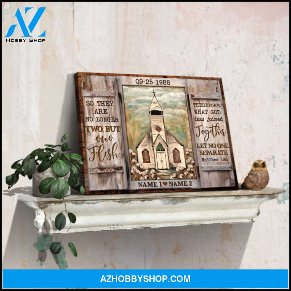 Custom Canvas Prints Wedding Anniversary Gifts Personalized Photo Gifts Farm Church Window So they are no longer two Ohcanvas