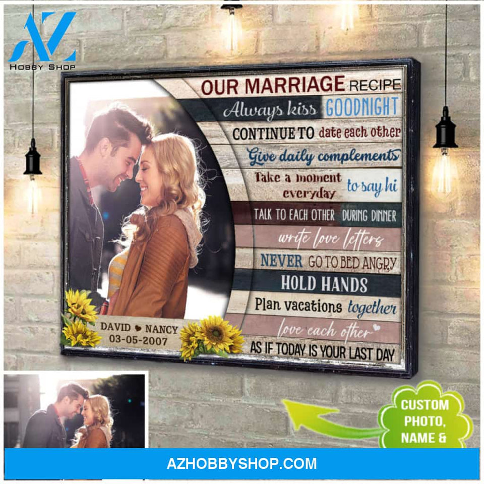 Custom Canvas Prints Wedding Anniversary Gifts Personalized Photo Gifts Our Marriage Recipe Ohcanvas