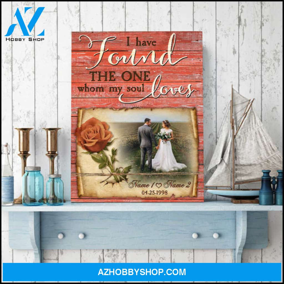 Custom Canvas Prints Wedding Anniversary Gifts Personalized Photo Gifts Red Rustic Wood I have found the one whom my soul loves Ohcanvas