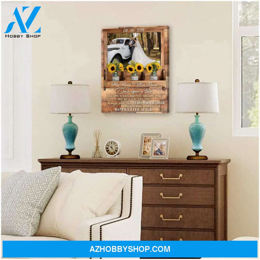 Custom Canvas Prints Wedding Anniversary Gifts Personalized Photo Gifts Sunflower Mason Jars Once upon a time Ohcanvas