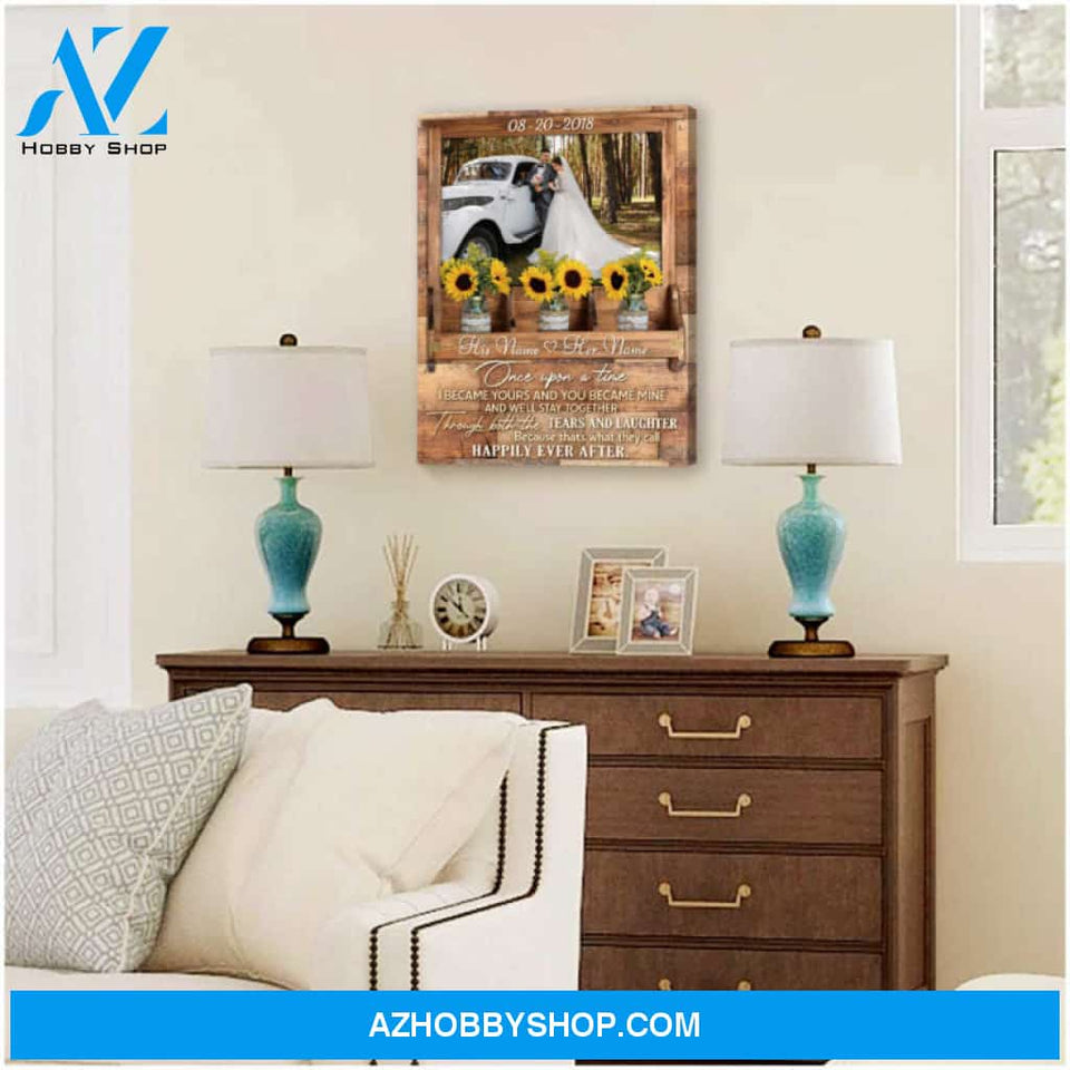 Custom Canvas Prints Wedding Anniversary Gifts Personalized Photo Gifts Sunflower Mason Jars Once upon a time Ohcanvas