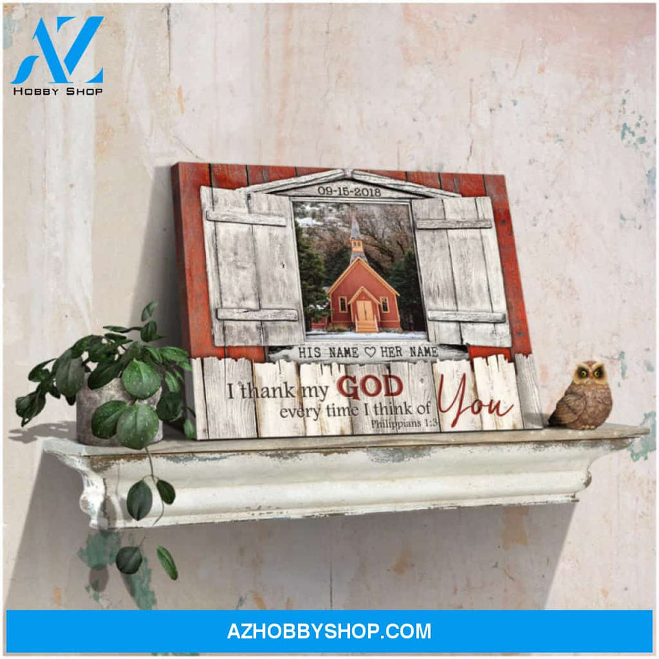Custom Canvas Prints Wedding Anniversary Gifts Window Winter Church I thank my God Ohcanvas